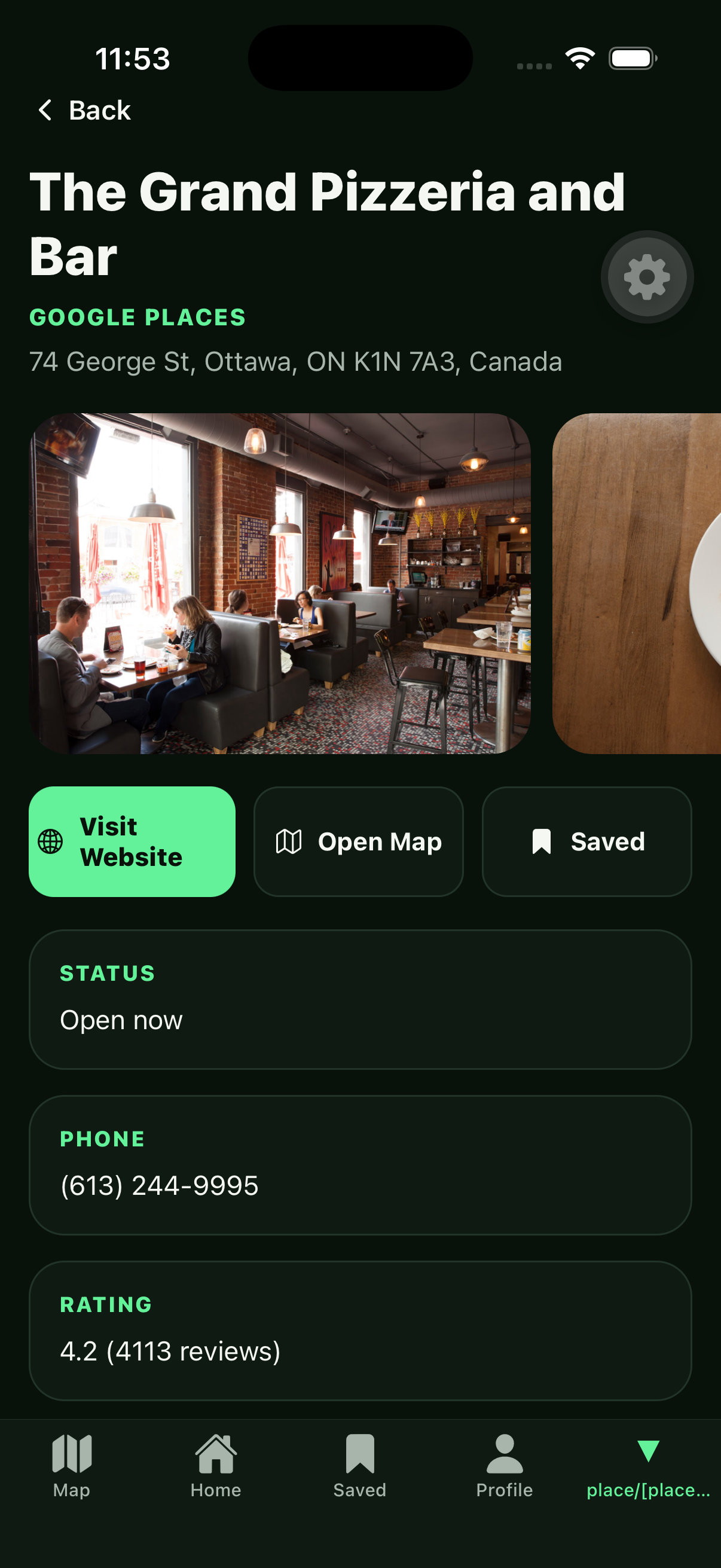 Latelyy business place details screen