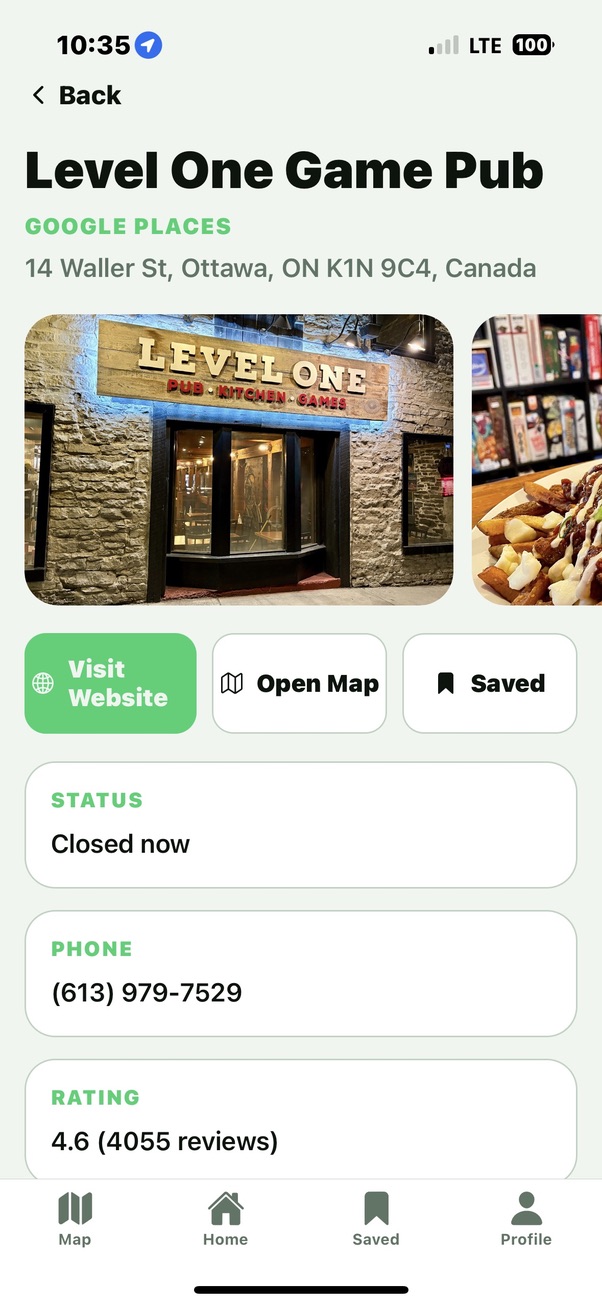 Latelyy personal place details screen